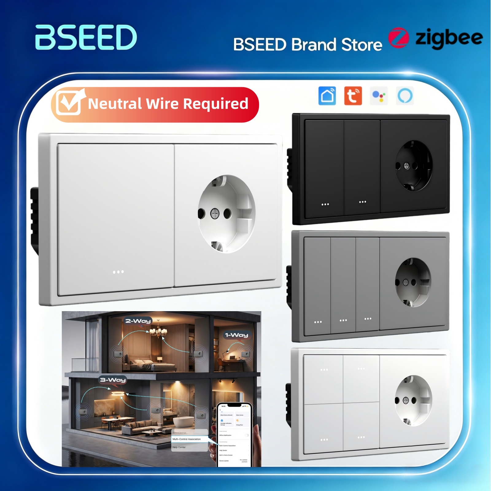BSEED Zigbee Click Switch 1/2/ - Tuya 4 Channel review and price